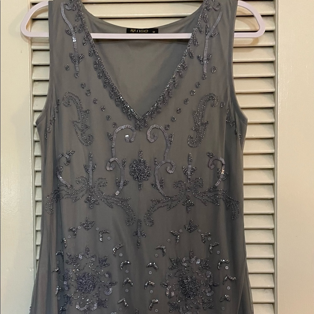 Beaded Sleeveless Cocktail Dress